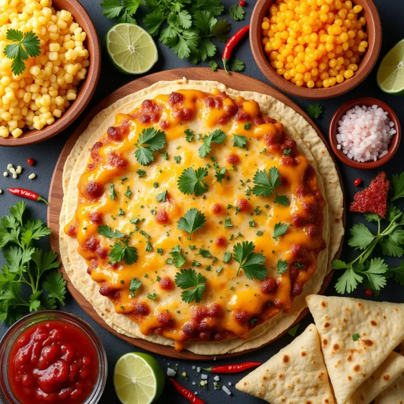 "Comparison of Tex-Mex and Authentic Mexican Casserole Ingredients: Flour Tortillas, Cheese, Fresh Veggies, and Spices on a Rustic Table Setting"