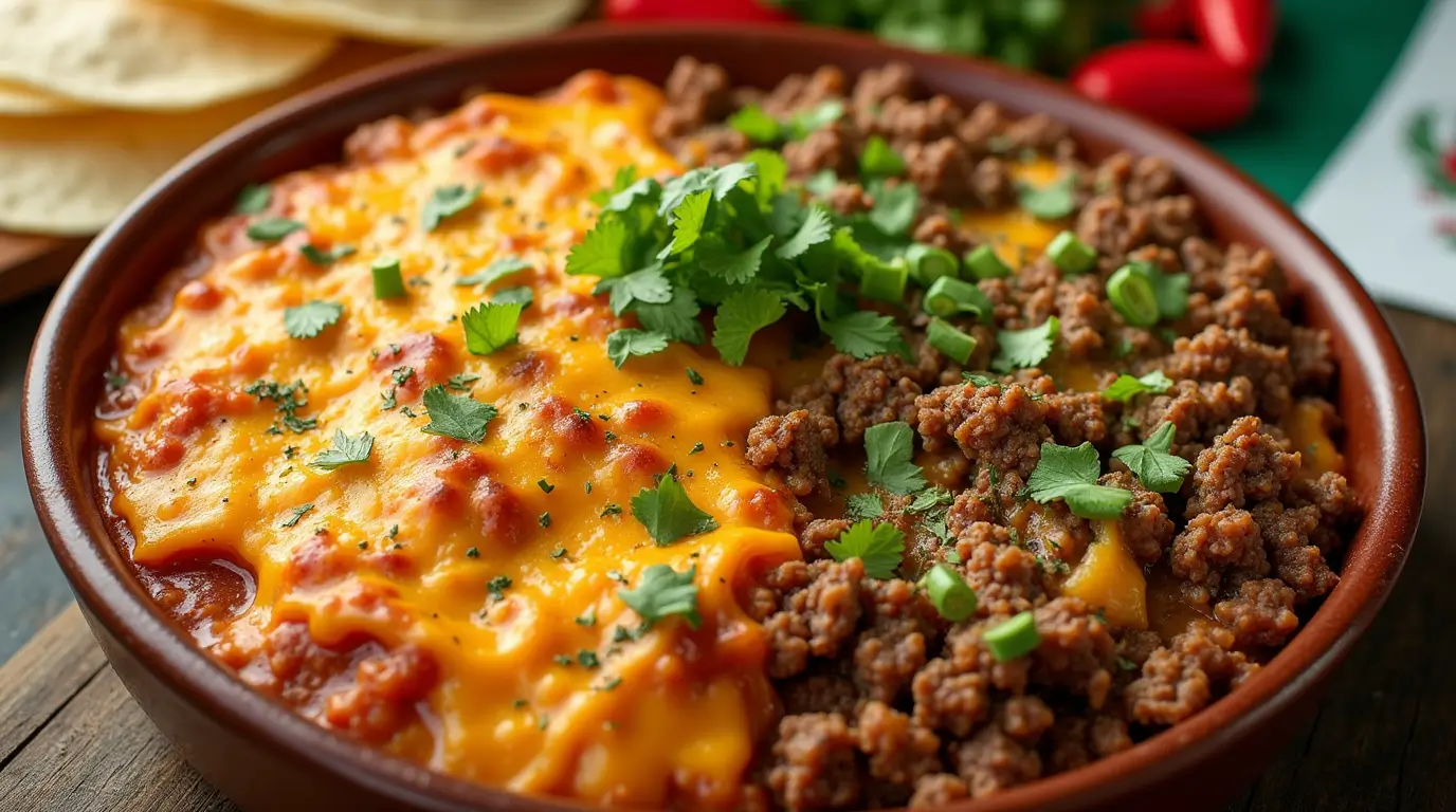 Comparison of Tex-Mex and Authentic Mexican Casserole Ingredients: Flour Tortillas, Cheese, Fresh Veggies, and Spices on a Rustic Table