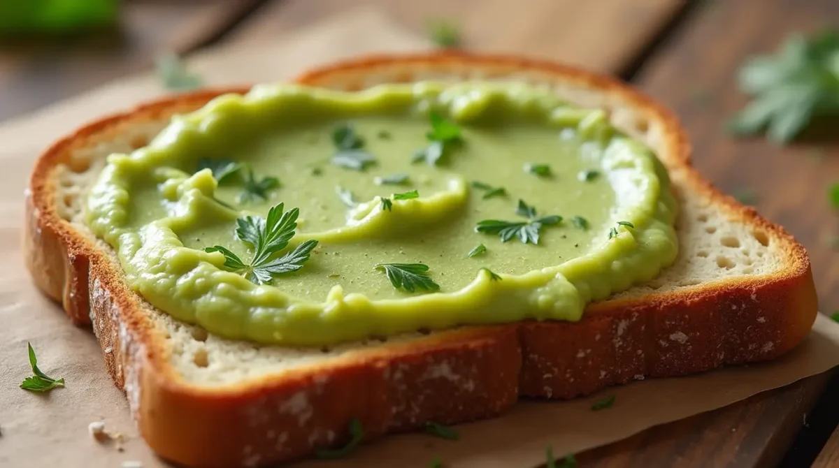 an image of a mouth-watering zucchini butter spread on a toast bread .