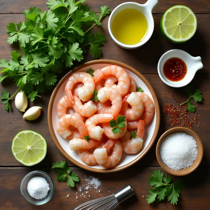 "Cilantro Lime Shrimp Recipe: A vibrant and healthy dish featuring succulent shrimp marinated in a zesty cilantro lime sauce, garnished with fresh cilantro sprigs and lime wedges. Perfect for quick weeknight dinners, this low-carb, high-protein meal is served alongside rice or roasted vegetables, showcasing its refreshing flavors and easy preparation."